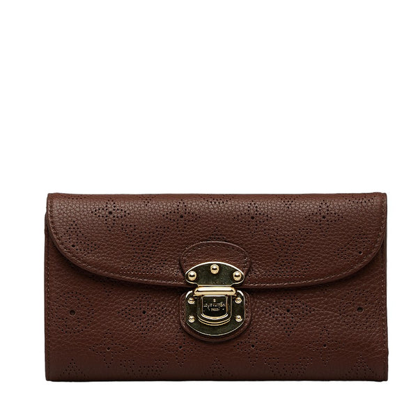 ルイ ヴィトン マヒナ ポルトフォイユ アメリア 長財布 ブラウン レザー レディース LOUIS VUITTON 【中古】