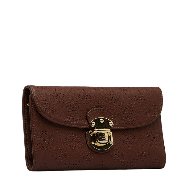 ルイ ヴィトン マヒナ ポルトフォイユ アメリア 長財布 ブラウン レザー レディース LOUIS VUITTON 【中古】