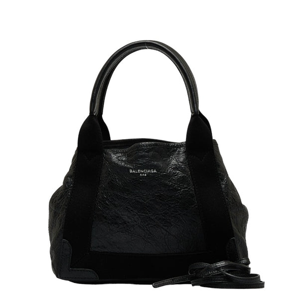 バレンシアガ ネイビーカバス XS ハンドバッグ ショルダーバッグ 2WAY 542018 ブラック レザー レディース BALENCIAGA 【中古】