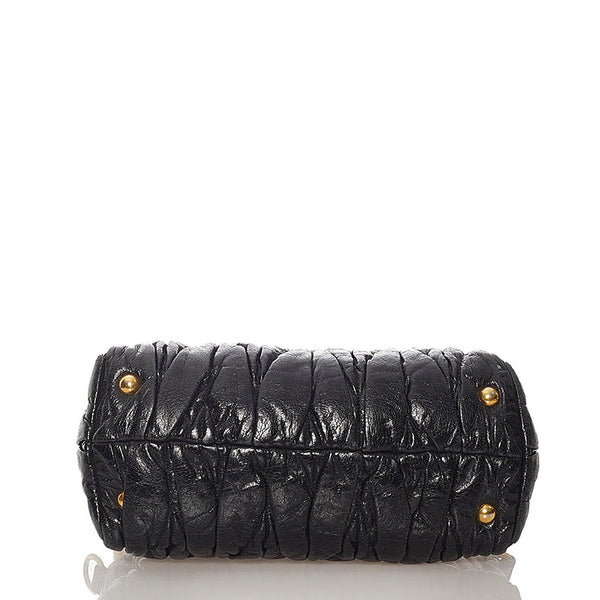ミュウミュウ マテラッセ ハンドバッグ ショルダーバッグ 2WAY ブラック レザー レディース MIUMIU 【中古】