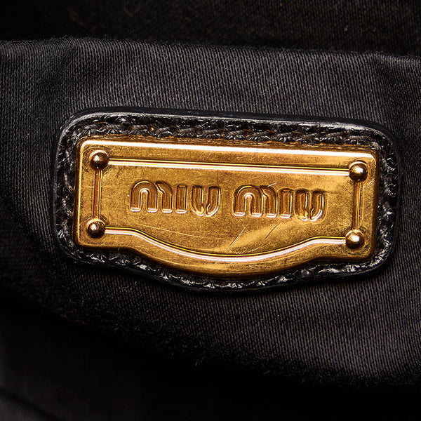 ミュウミュウ マテラッセ ハンドバッグ ショルダーバッグ 2WAY ブラック レザー レディース MIUMIU 【中古】