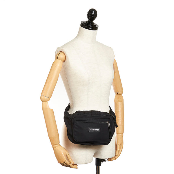 バレンシアガ ブラック ナイロン ウエストバッグ メンズ BALENCIAGA 【中古】