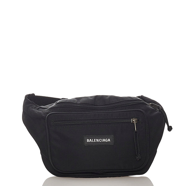 バレンシアガ ブラック ナイロン ウエストバッグ メンズ BALENCIAGA 【中古】