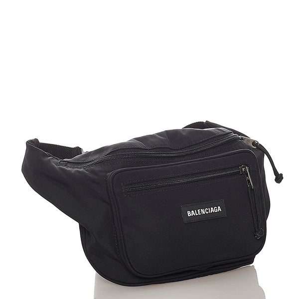 バレンシアガ ブラック ナイロン ウエストバッグ メンズ BALENCIAGA 【中古】