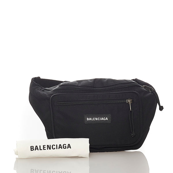 バレンシアガ ブラック ナイロン ウエストバッグ メンズ BALENCIAGA 【中古】