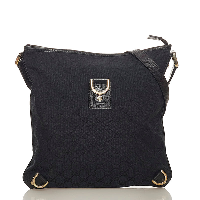 グッチ GGキャンバス アビー ショルダーバッグ 131326 ブラック キャンバス レザー レディース GUCCI 【中古】