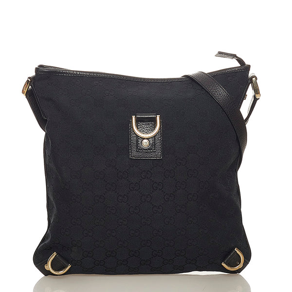 グッチ GGキャンバス アビー ショルダーバッグ 131326 ブラック キャンバス レザー レディース GUCCI 【中古】