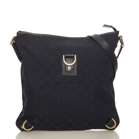 グッチ GGキャンバス アビー ショルダーバッグ 131326 ブラック キャンバス レザー レディース GUCCI 【中古】