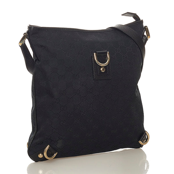 グッチ GGキャンバス アビー ショルダーバッグ 131326 ブラック キャンバス レザー レディース GUCCI 【中古】