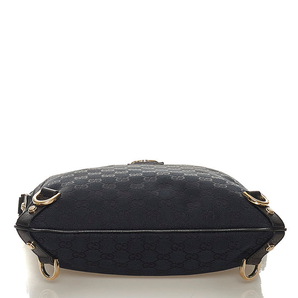 グッチ GGキャンバス アビー ショルダーバッグ 131326 ブラック キャンバス レザー レディース GUCCI 【中古】