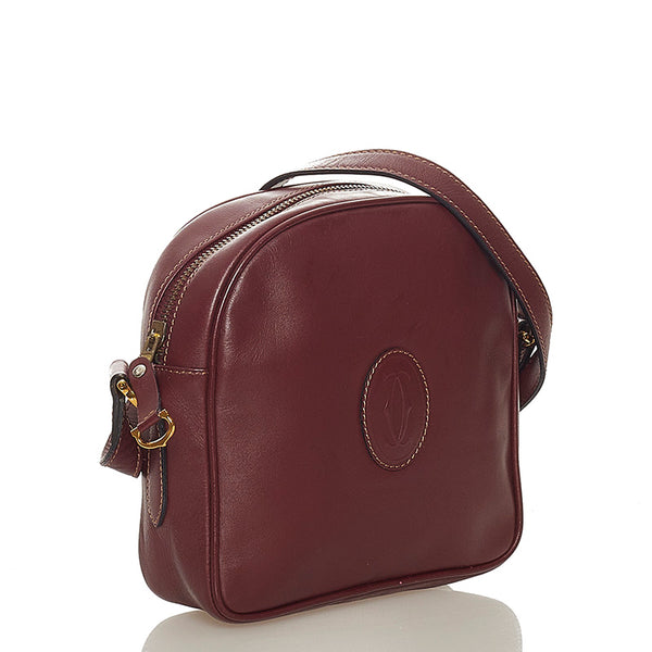 カルティエ マスト 斜めがけ ショルダー ボルドー レザー レディース CARTIER 【中古】