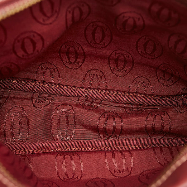 カルティエ マスト 斜めがけ ショルダー ボルドー レザー レディース CARTIER 【中古】