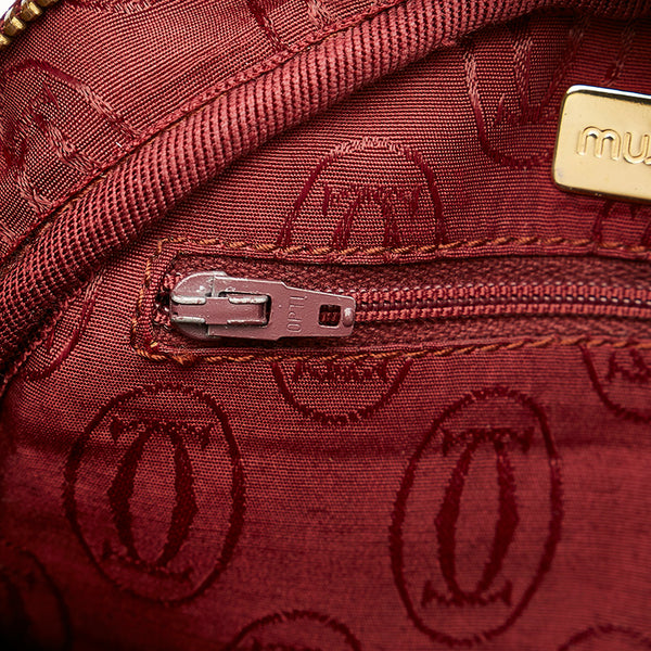 カルティエ マスト 斜めがけ ショルダー ボルドー レザー レディース CARTIER 【中古】