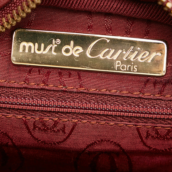 カルティエ マスト 斜めがけ ショルダー ボルドー レザー レディース CARTIER 【中古】