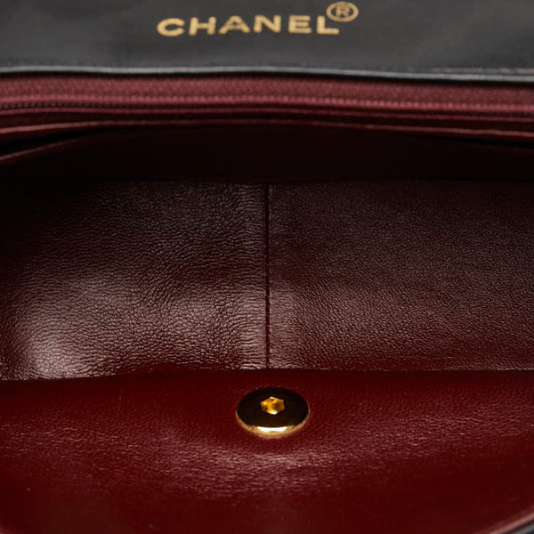 シャネル マトラッセ ダイアナ25 チェーン ショルダーバッグ  ブラック レザー レディース CHANEL 【中古】