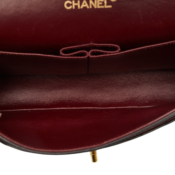 シャネル マトラッセ25 ダブルフラップ チェーン ショルダーバッグ  ブラック レザー レディース CHANEL 【中古】
