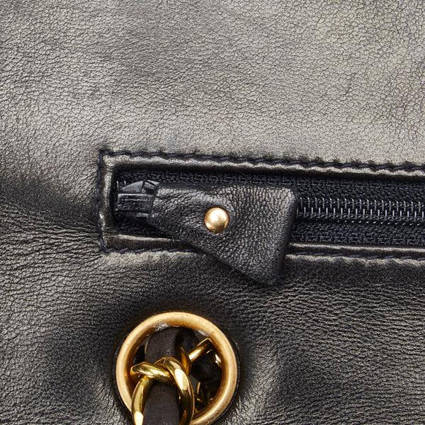 シャネル マトラッセ25 ダブルフラップ チェーン ショルダーバッグ  ブラック レザー レディース CHANEL 【中古】