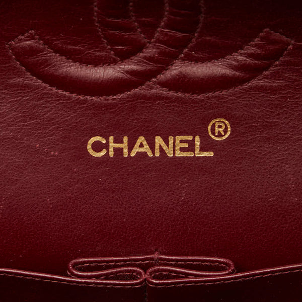 シャネル マトラッセ25 ダブルフラップ チェーン ショルダーバッグ  ブラック レザー レディース CHANEL 【中古】