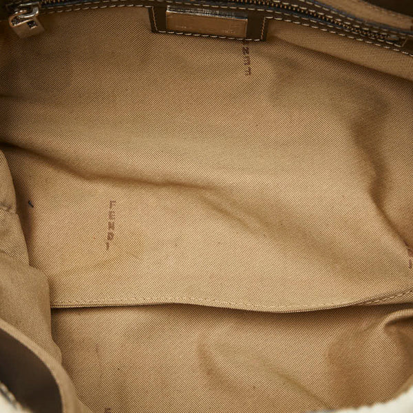 フェンディ アニマル柄 ミニ ハンドバッグ トートバッグ 8BH056 アイボリー ブラウン ファー レザー レディース FENDI 【中古】