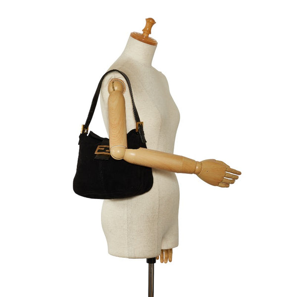 フェンディ マンマバケット ゴールド金具 ハンドバッグ ショルダーバッグ ブラック レザー スエード レディース FENDI 【中古】