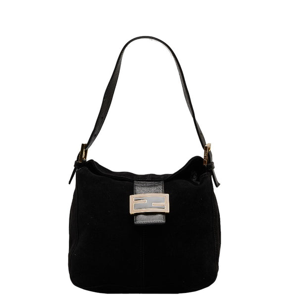 フェンディ マンマバケット ゴールド金具 ハンドバッグ ショルダーバッグ ブラック レザー スエード レディース FENDI 【中古】