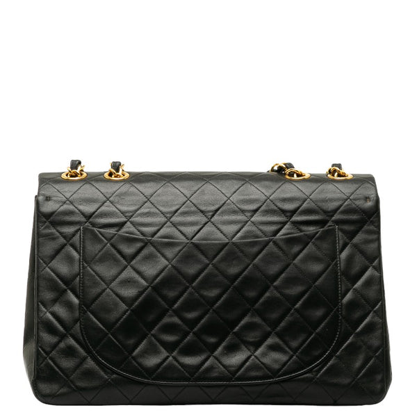 シャネル デカマトラッセ33 ココマーク シングルフラップ チェーン ショルダーバッグ ブラック ラムスキン レディース CHANEL 【中古】