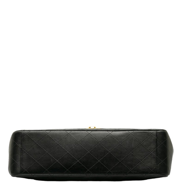 シャネル デカマトラッセ33 ココマーク シングルフラップ チェーン ショルダーバッグ ブラック ラムスキン レディース CHANEL 【中古】