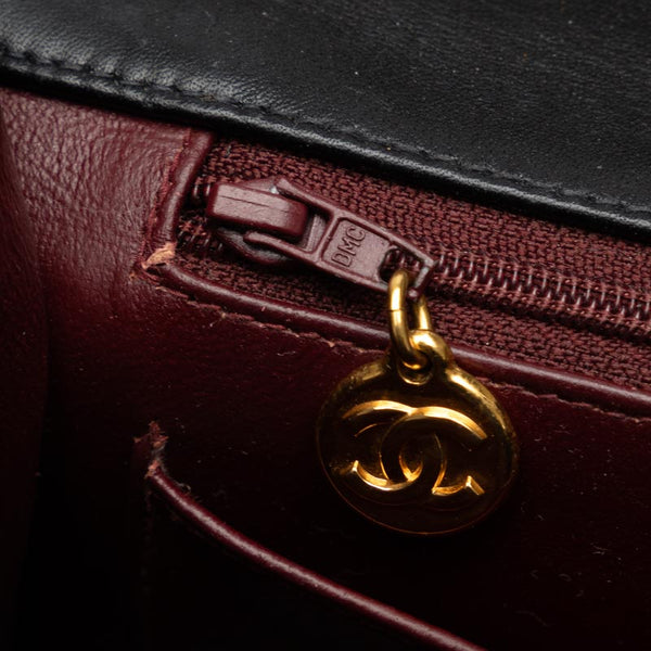 シャネル デカマトラッセ33 ココマーク シングルフラップ チェーン ショルダーバッグ ブラック ラムスキン レディース CHANEL 【中古】