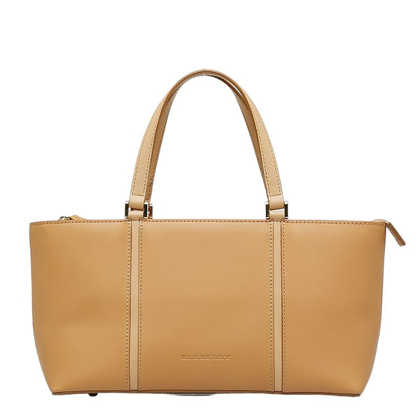 バーバリー ノバチェック ハンドバッグ トートバッグ ベージュ レザー レディース BURBERRY 【中古】