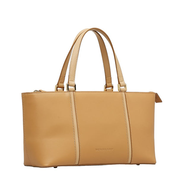 バーバリー ノバチェック ハンドバッグ トートバッグ ベージュ レザー レディース BURBERRY 【中古】