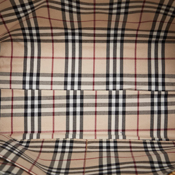 バーバリー ノバチェック ハンドバッグ トートバッグ ベージュ レザー レディース BURBERRY 【中古】