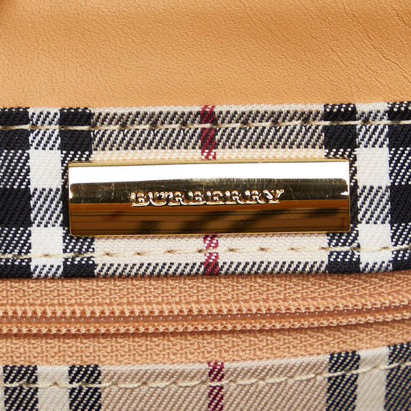 バーバリー ノバチェック ハンドバッグ トートバッグ ベージュ レザー レディース BURBERRY 【中古】