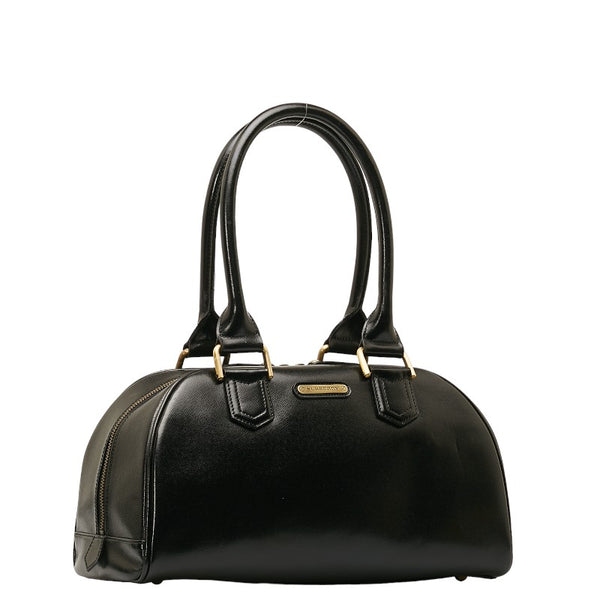 バーバリー ノバチェック ハンドバッグ ブラック レザー レディース BURBERRY 【中古】
