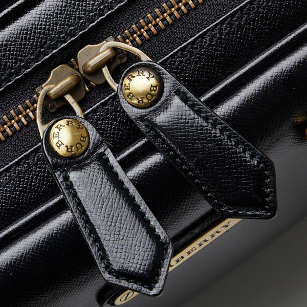 バーバリー ノバチェック ハンドバッグ ブラック レザー レディース BURBERRY 【中古】