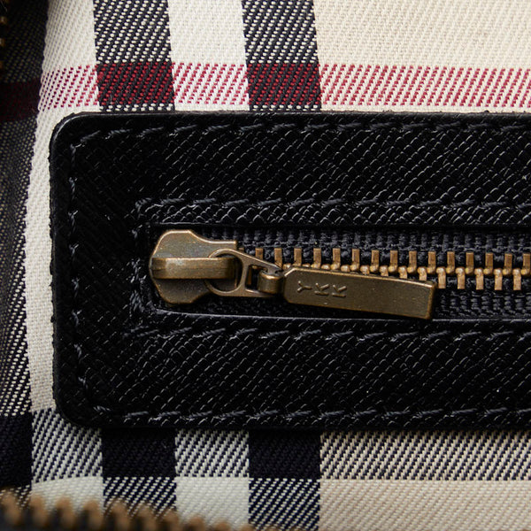 バーバリー ノバチェック ハンドバッグ ブラック レザー レディース BURBERRY 【中古】