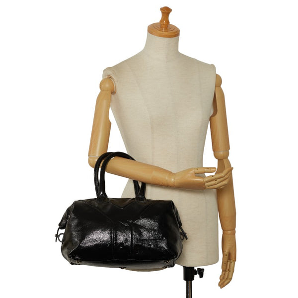 サンローラン イージー ボストンバッグ ハンドバッグ 208315 ブラック パテントレザー レディース SAINT LAURENT 【中古】