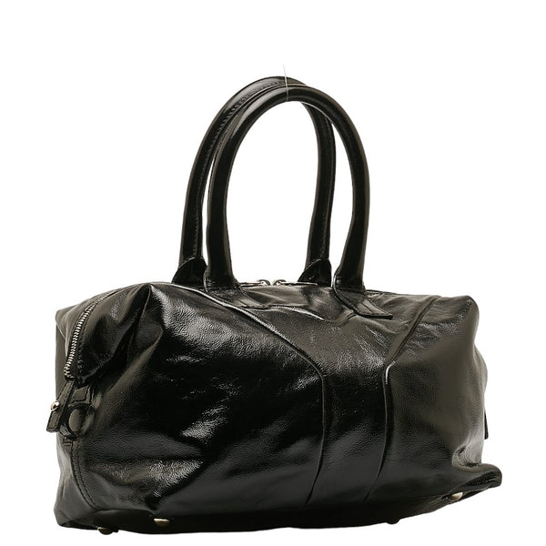 サンローラン イージー ボストンバッグ ハンドバッグ 208315 ブラック パテントレザー レディース SAINT LAURENT 【中古】