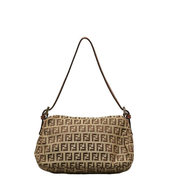 フェンディ ズッキーノ マンマバケット ワンショルダーバッグ 8BR180 ベージュ ブラウン キャンバス レザー レディース FENDI 【中古】