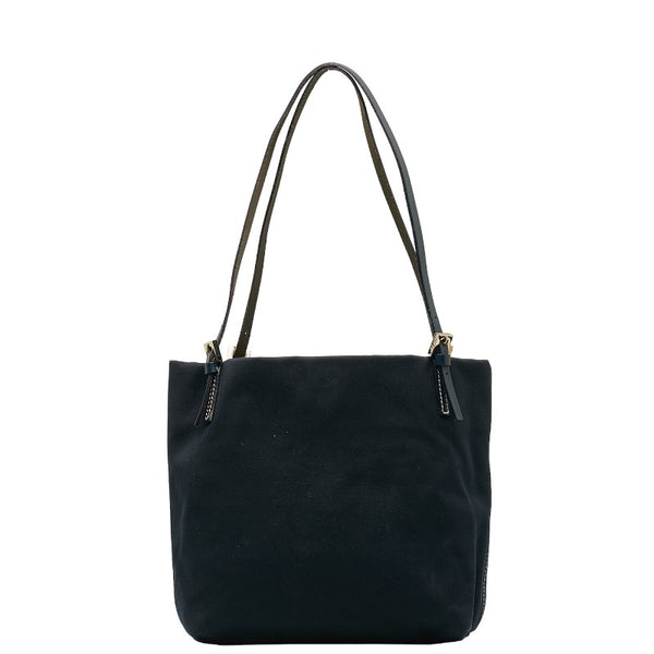フェンディ ロゴ金具 トートバッグ ショルダーバッグ 26761 ネイビー キャンバス レザー レディース FENDI 【中古】