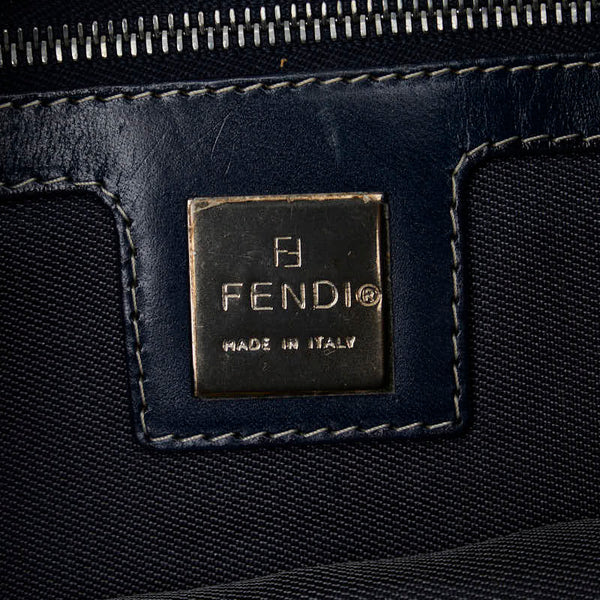 フェンディ ロゴ金具 トートバッグ ショルダーバッグ 26761 ネイビー キャンバス レザー レディース FENDI 【中古】