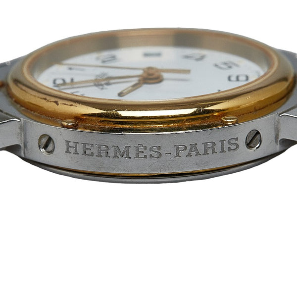 エルメス クリッパー 腕時計 CL3.240 クオーツ ホワイト文字盤 ステンレススチール メッキ レディース HERMES 【中古】