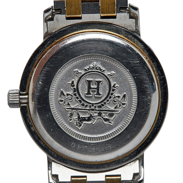 エルメス クリッパー 腕時計 CL3.240 クオーツ ホワイト文字盤 ステンレススチール メッキ レディース HERMES 【中古】