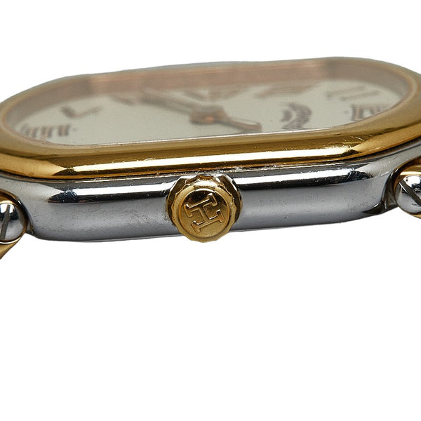 エルメス ラリー 腕時計 RA1.240 クオーツ ゴールド文字盤 ステンレススチール メッキ レディース HERMES 【中古】