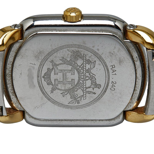 エルメス ラリー 腕時計 RA1.240 クオーツ ゴールド文字盤 ステンレススチール メッキ レディース HERMES 【中古】