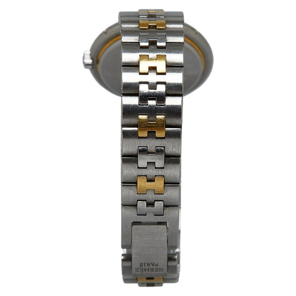 エルメス プロフィール デイト 腕時計 クオーツ アイボリー文字盤 ステンレススチール レディース HERMES 【中古】