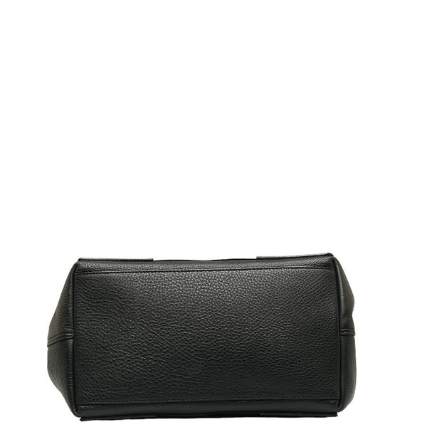 バレンシアガ ネイビーカバスS ロゴ ハンドバッグ 339933 ブラック レザー キャンバス レディース BALENCIAGA 【中古】