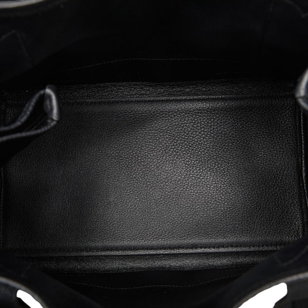 バレンシアガ ネイビーカバスS ロゴ ハンドバッグ 339933 ブラック レザー キャンバス レディース BALENCIAGA 【中古】