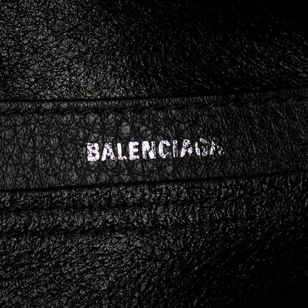 バレンシアガ ネイビーカバスS ロゴ ハンドバッグ 339933 ブラック レザー キャンバス レディース BALENCIAGA 【中古】