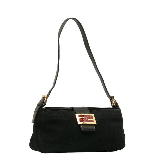 フェンディ マンマバケット ラメ ハンドバッグ ブラック ゴールド スウェード レディース FENDI 【中古】