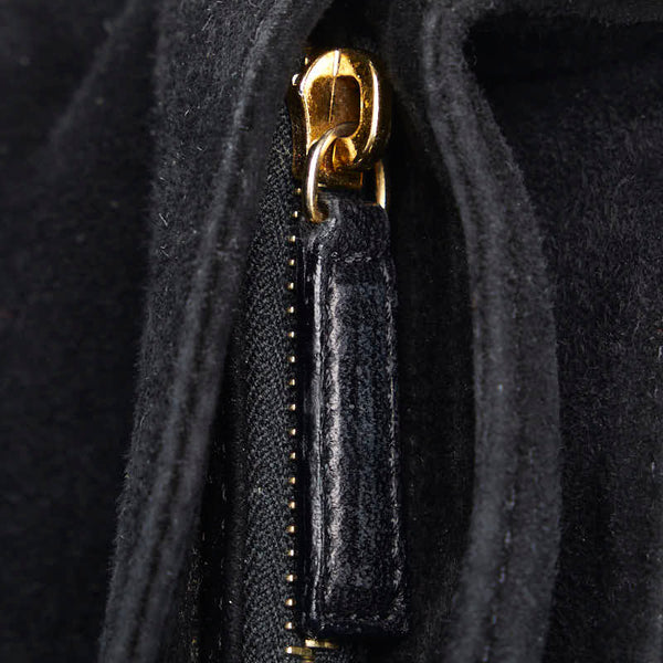 フェンディ マンマバケット ラメ ハンドバッグ ブラック ゴールド スウェード レディース FENDI 【中古】